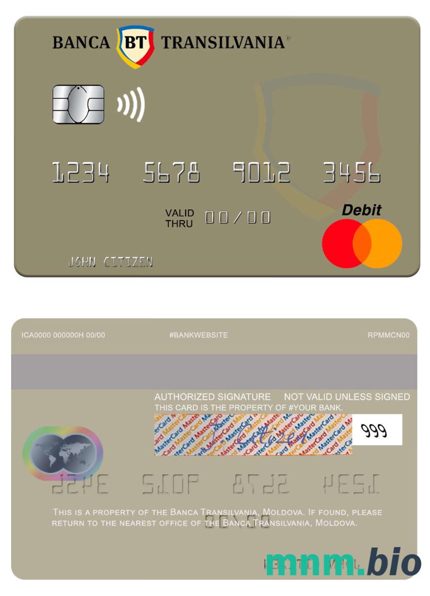 Moldova Banca Transilvania przykład karty mastercard w formacie PSD